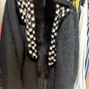 Gee Gee Vintage Black Angora Cardigan Jacket with Fox Fur Trim